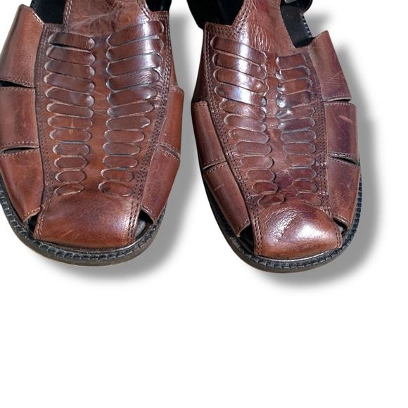 Tommy Bahama Italian Leather Roman Fisherman Sandals Brown Size 12 Woven Summer - Picture 4 of 13